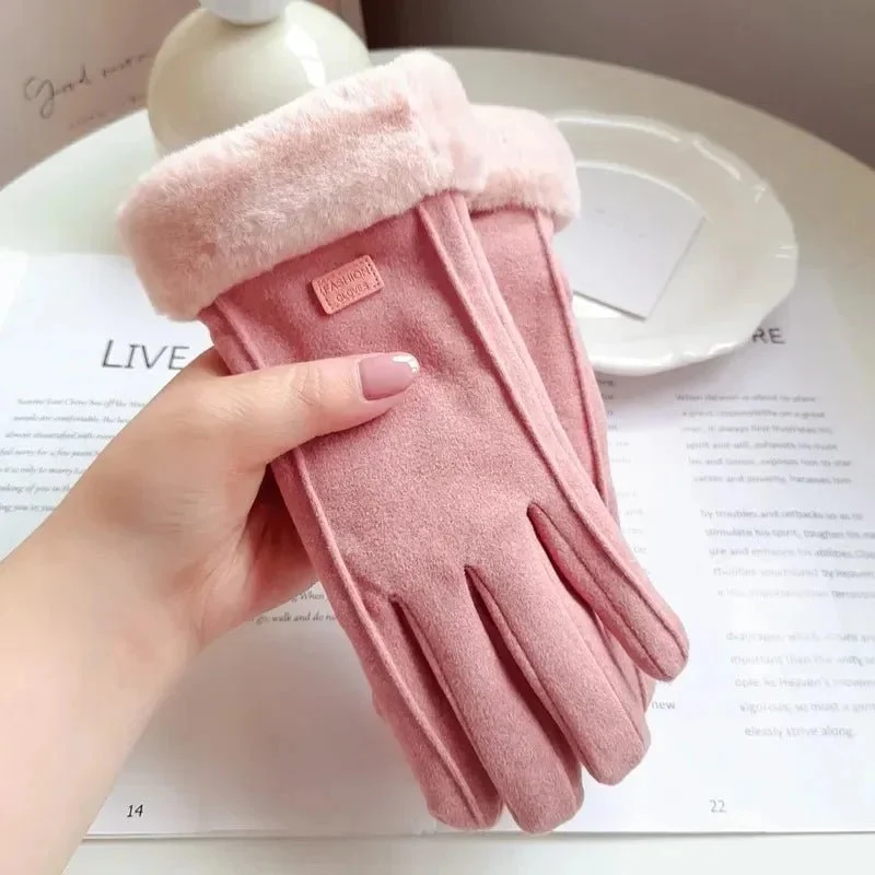 COZELLE – Guanti in pelle scamosciata spessa con touchscreen per giorni freddi
