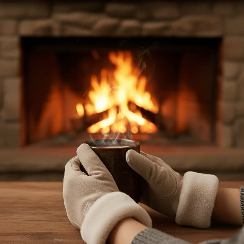 COZELLE – Guanti in pelle scamosciata spessa con touchscreen per giorni freddi