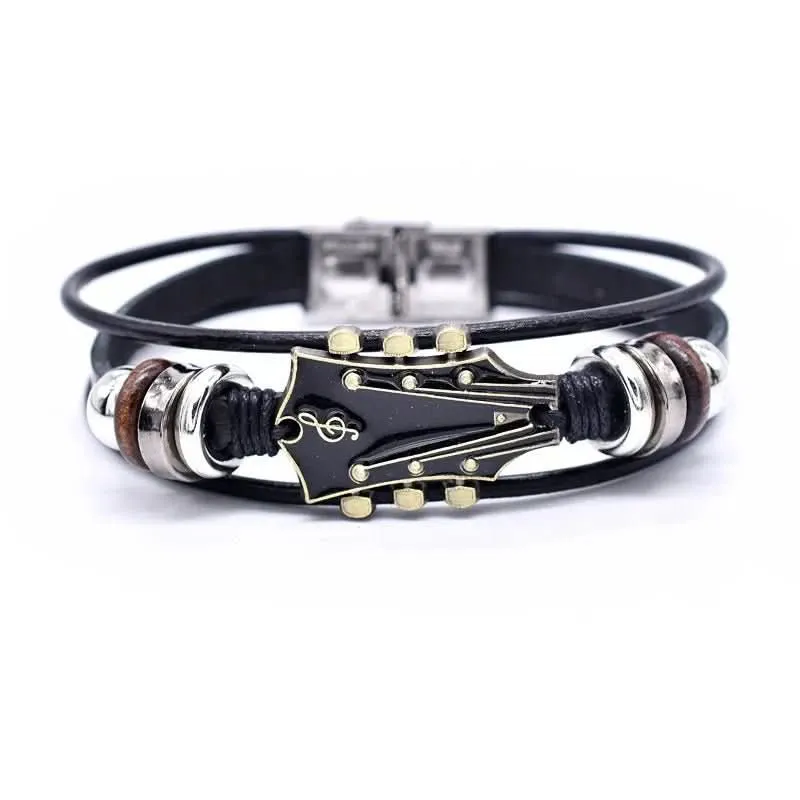 MUSIKSTRUM – Bracciale in pelle con design ispirato alle chitarre