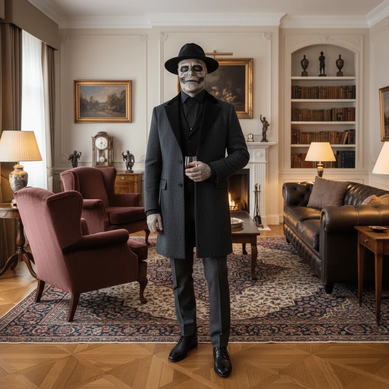 DREADSKULL – Maschera scheletrica realistica con cappello per una trasformazione di Halloween definitiva