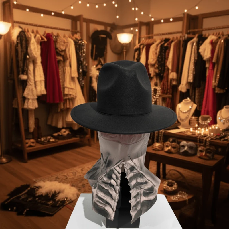 DREADSKULL – Maschera scheletrica realistica con cappello per una trasformazione di Halloween definitiva