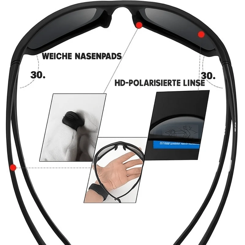 POLARSPORTX Pro – Occhiali da sole sportivi polarizzati con protezione UV400 per attività all'aperto e vita quotidiana