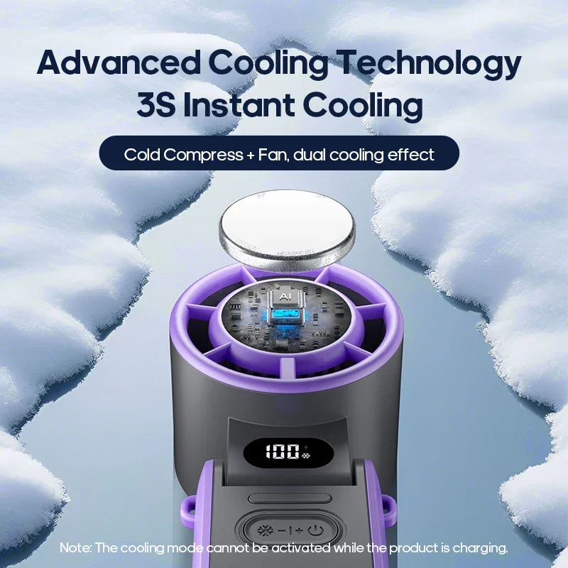 CoolityGo Ventilatore Portatile con Tecnologia Ice-Cool | 100 Velocità | Batteria da 3600mAh | Pieghevole e Ultra Leggero