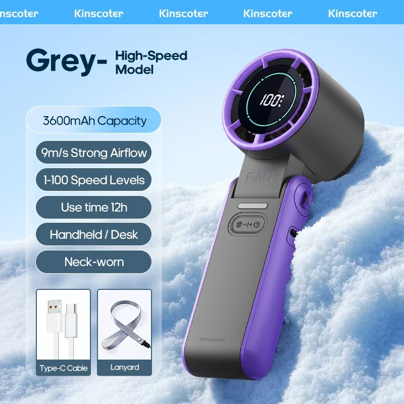 CoolityGo Ventilatore Portatile con Tecnologia Ice-Cool | 100 Velocità | Batteria da 3600mAh | Pieghevole e Ultra Leggero