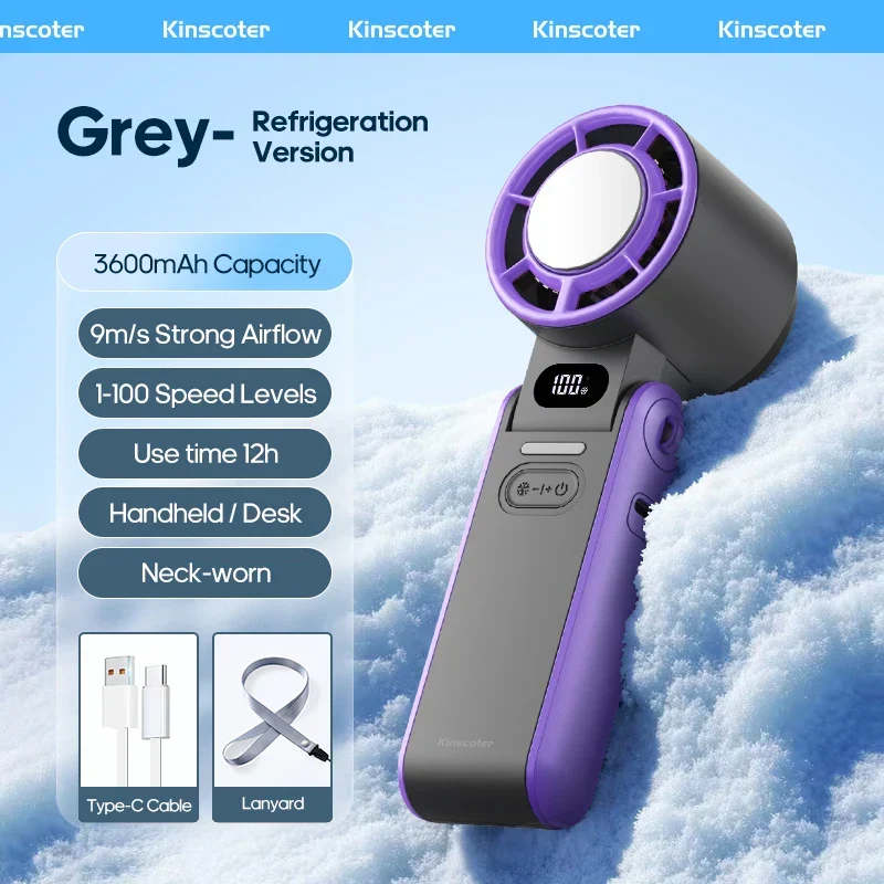 CoolityGo Ventilatore Portatile con Tecnologia Ice-Cool | 100 Velocità | Batteria da 3600mAh | Pieghevole e Ultra Leggero
