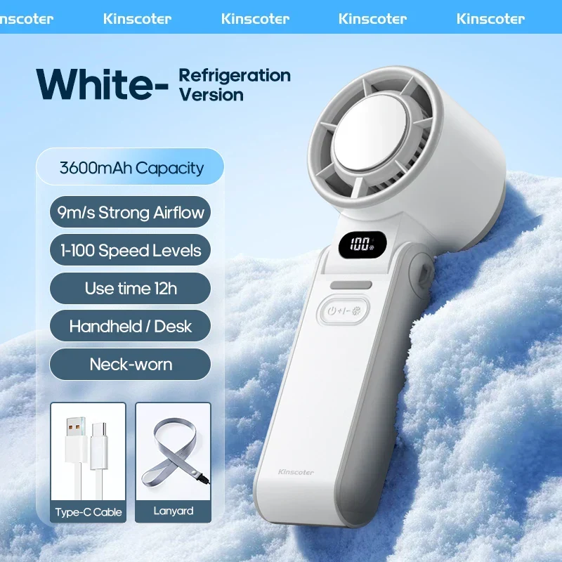 CoolityGo Ventilatore Portatile con Tecnologia Ice-Cool | 100 Velocità | Batteria da 3600mAh | Pieghevole e Ultra Leggero