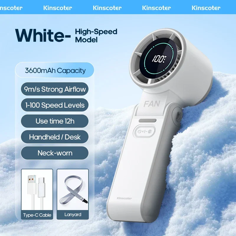 CoolityGo Ventilatore Portatile con Tecnologia Ice-Cool | 100 Velocità | Batteria da 3600mAh | Pieghevole e Ultra Leggero