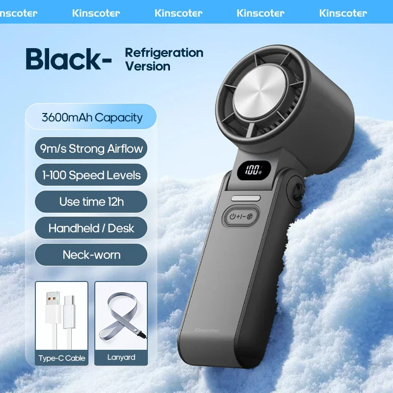 CoolityGo Ventilatore Portatile con Tecnologia Ice-Cool | 100 Velocità | Batteria da 3600mAh | Pieghevole e Ultra Leggero