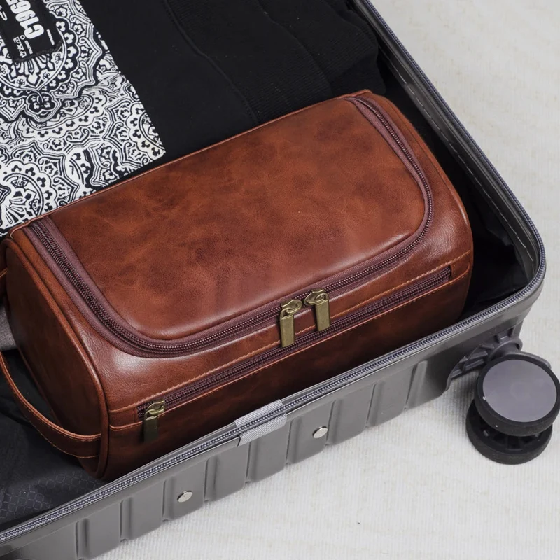 Beauty case da viaggio maschile in pelle PU – Elegante e funzionale