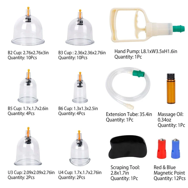 CuppingThera Pro | Set di Terapia con Ventose da 32 Pezzi per Massaggio e Agopuntura