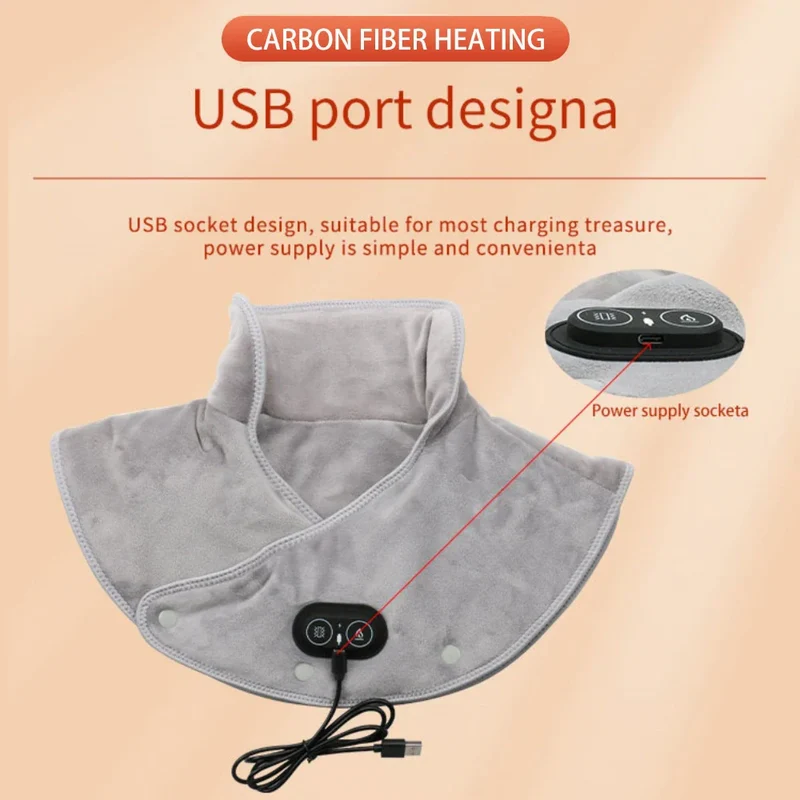 Massaggiatore termico per collo e spalle ThermoLiva | Cuscino riscaldante USB con vibrazione | 3 livelli di temperatura e timer | Morbido peluche