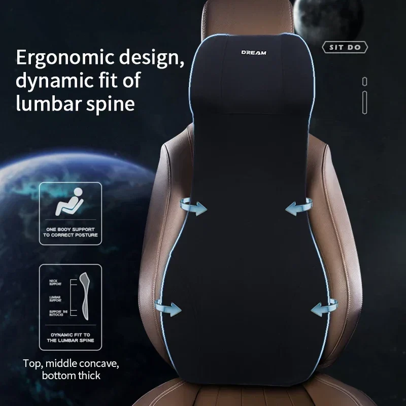 Set di Cuscini per Auto – Poggiatesta e Cuscino Lombare, Memory-Foam e Base Antiscivolo