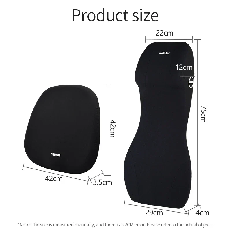 Set di Cuscini per Auto – Poggiatesta e Cuscino Lombare, Memory-Foam e Base Antiscivolo