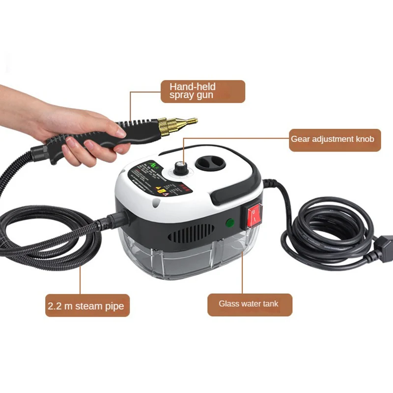 Pulitore a vapore ad alta pressione – Potenza di 2500W e 6 livelli di vapore