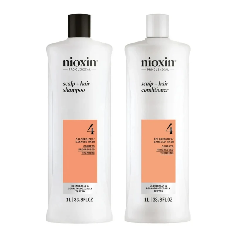 Duo shampoing et revitalisant cheveux + cuir chevelu Système 4 - Pour cheveux colorés avec chute avancée (2x 1000ml/33.8oz)