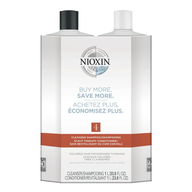 Duo shampoing et revitalisant cheveux + cuir chevelu Système 4 - Pour cheveux colorés avec chute avancée (2x 1000ml/33.8oz)