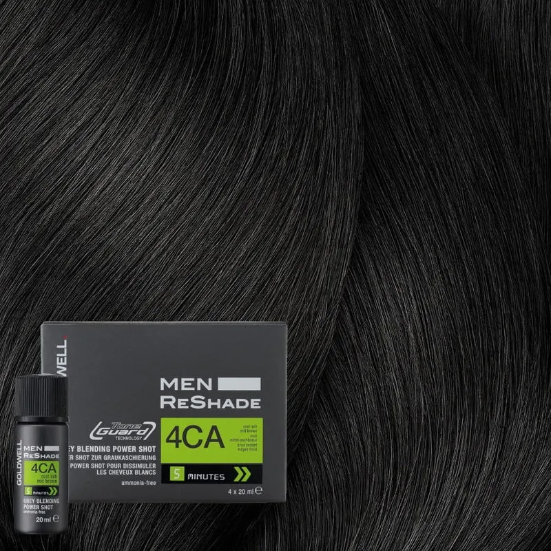 Coloration Power Shot pour dissimuler les cheveux blancs "Men ReShade" (4x 20ml/0.6oz) 4CA - Brun moyen cendré froid