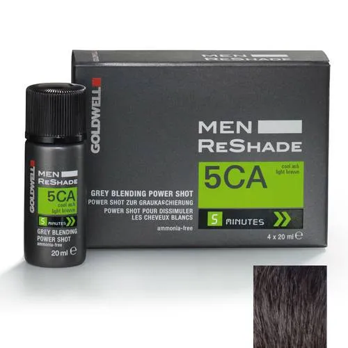 Coloration Power Shot pour dissimuler les cheveux blancs "Men ReShade" (4x 20ml/0.6oz) 5CA - Brun pâle cendré froid