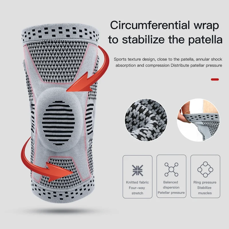 Fascia Compressiva per Ginocchio – Bendaggio in Silicone per Stabilità, Sollievo dal Dolore e Protezione durante Sport e Allenamento