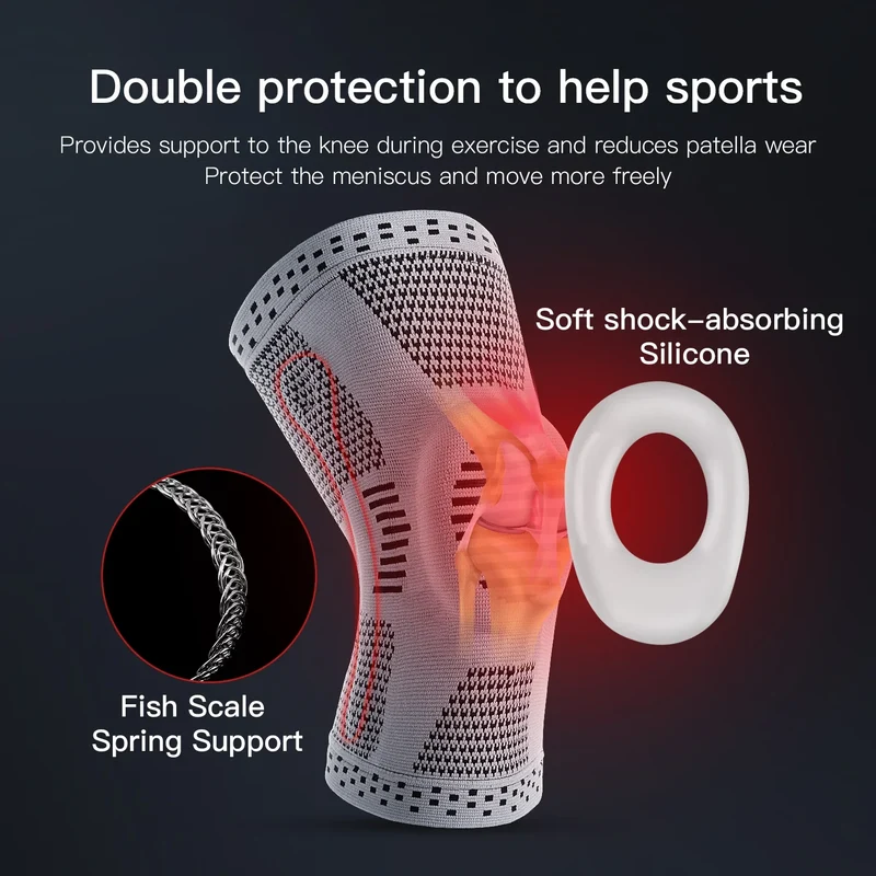 Fascia Compressiva per Ginocchio – Bendaggio in Silicone per Stabilità, Sollievo dal Dolore e Protezione durante Sport e Allenamento