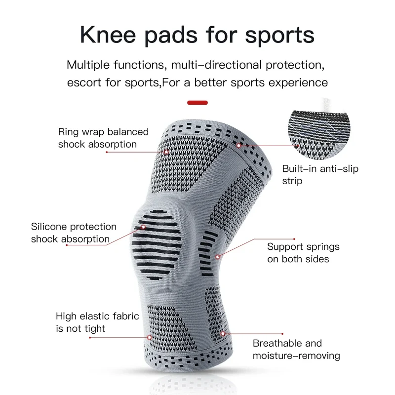 Fascia Compressiva per Ginocchio – Bendaggio in Silicone per Stabilità, Sollievo dal Dolore e Protezione durante Sport e Allenamento
