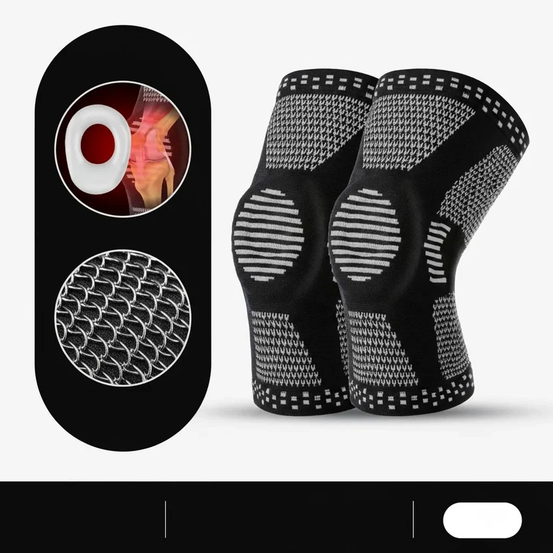 Fascia Compressiva per Ginocchio – Bendaggio in Silicone per Stabilità, Sollievo dal Dolore e Protezione durante Sport e Allenamento