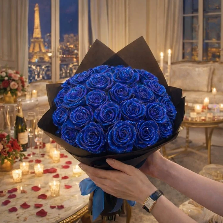 Regalo di Rose Glitterate – Rosa Singola o Mazzo di Rose in Elegante Scatola Regalo