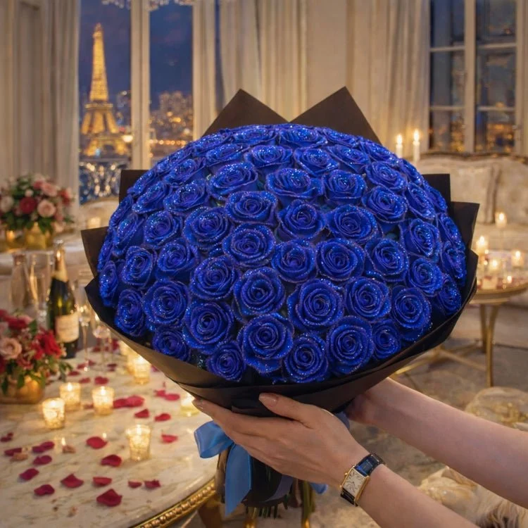 Regalo di Rose Glitterate – Rosa Singola o Mazzo di Rose in Elegante Scatola Regalo