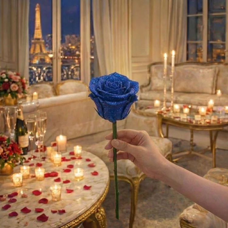 Regalo di Rose Glitterate – Rosa Singola o Mazzo di Rose in Elegante Scatola Regalo