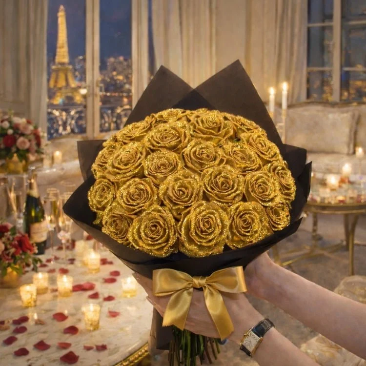Regalo di Rose Glitterate – Rosa Singola o Mazzo di Rose in Elegante Scatola Regalo