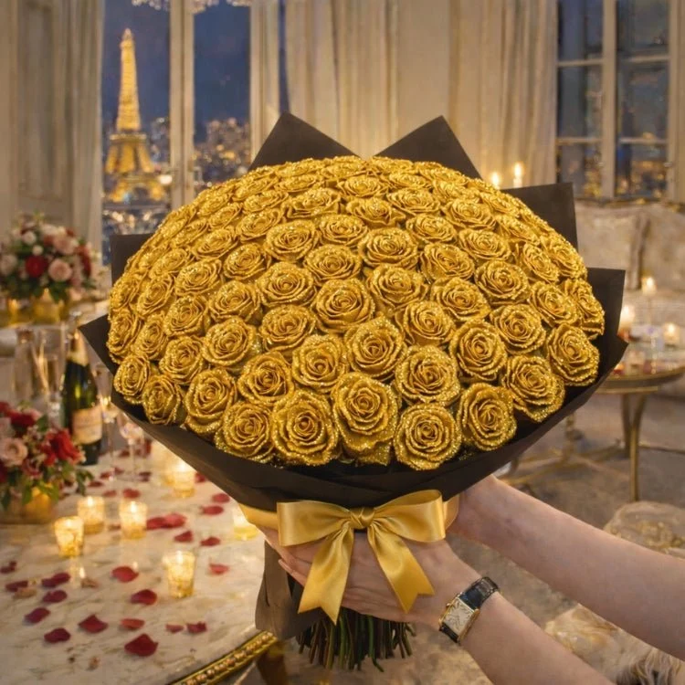 Regalo di Rose Glitterate – Rosa Singola o Mazzo di Rose in Elegante Scatola Regalo