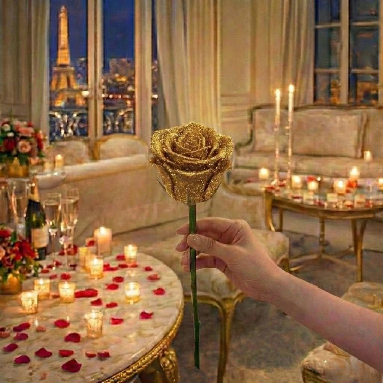 Regalo di Rose Glitterate – Rosa Singola o Mazzo di Rose in Elegante Scatola Regalo
