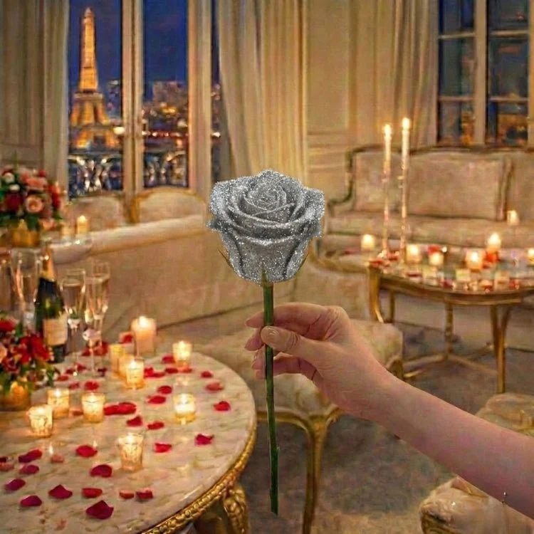 Regalo di Rose Glitterate – Rosa Singola o Mazzo di Rose in Elegante Scatola Regalo