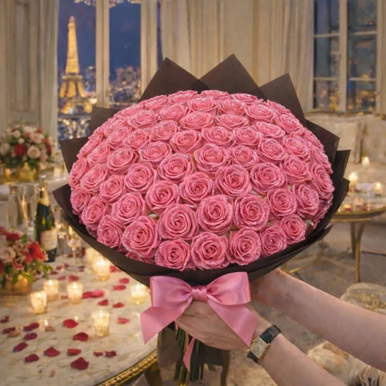 Regalo di Rose Glitterate – Rosa Singola o Mazzo di Rose in Elegante Scatola Regalo