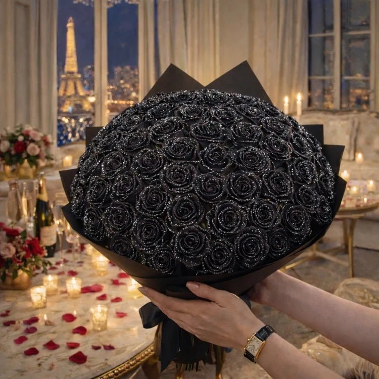 Regalo di Rose Glitterate – Rosa Singola o Mazzo di Rose in Elegante Scatola Regalo