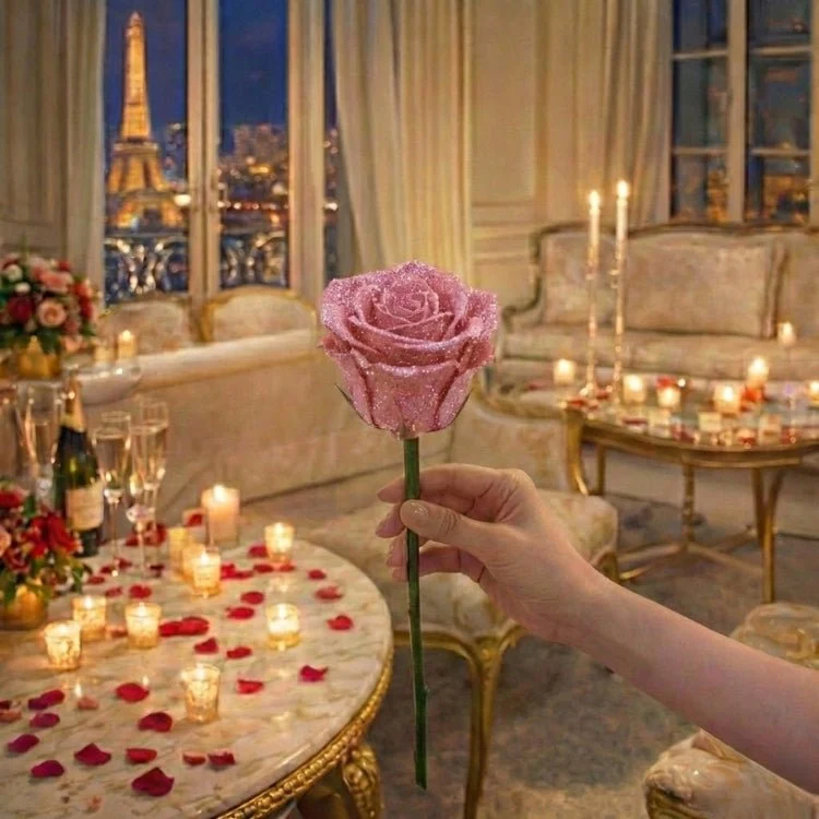 Regalo di Rose Glitterate – Rosa Singola o Mazzo di Rose in Elegante Scatola Regalo