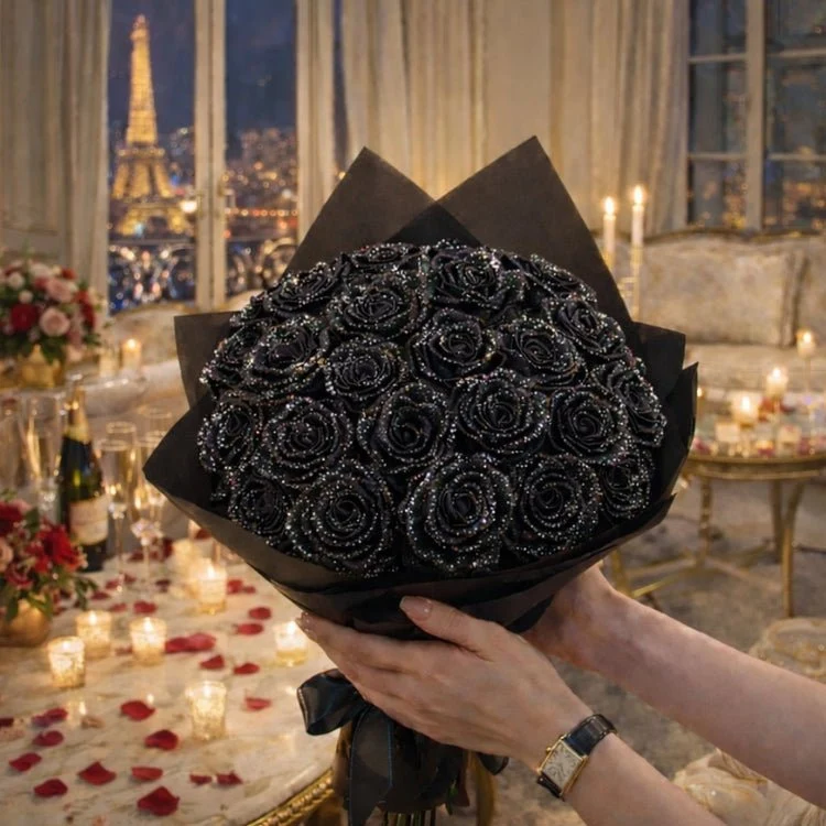 Regalo di Rose Glitterate – Rosa Singola o Mazzo di Rose in Elegante Scatola Regalo