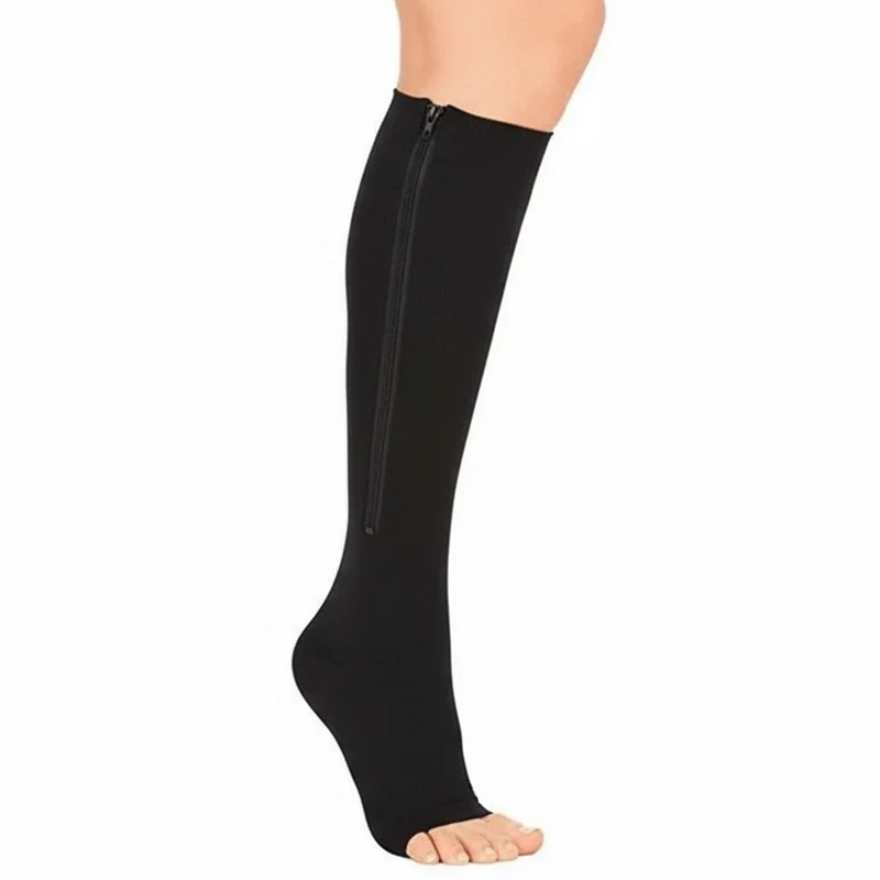 Calze a compressione – Calze di supporto con zip e punta aperta