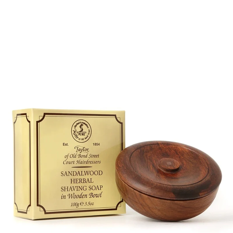 Savon à raser dans un bol en bois - Bois de santal (100g/3.5oz)
