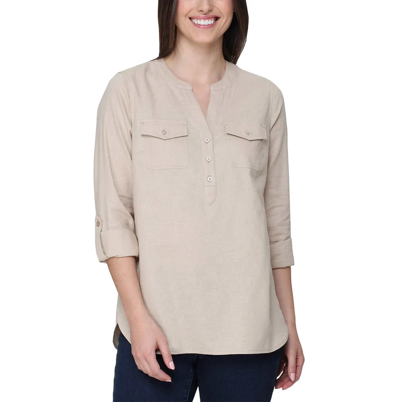 TAHARI - Chemise à Manches de Longueur Ajustable pour Femme