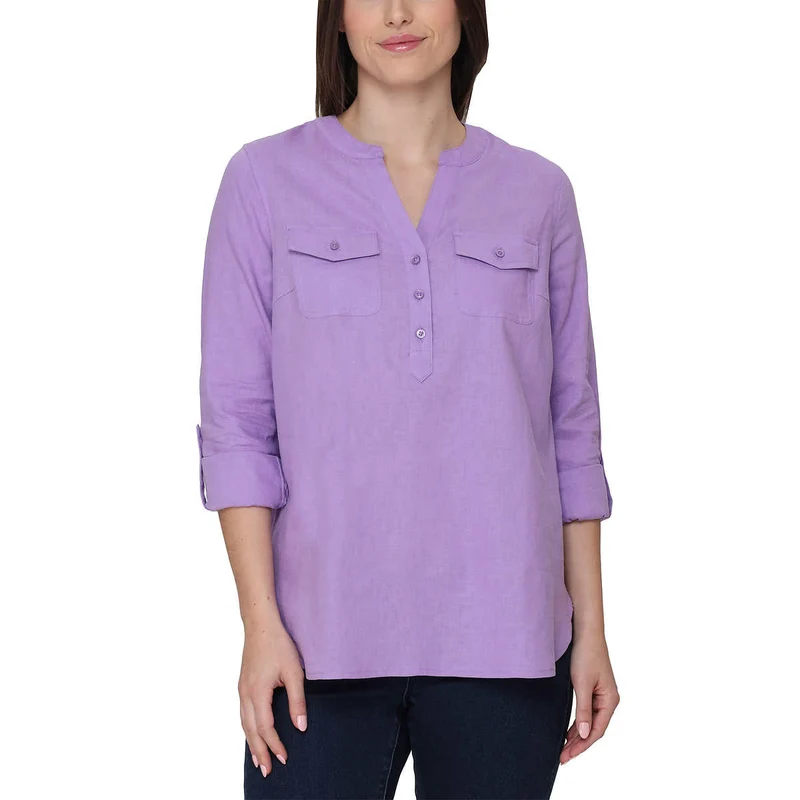 TAHARI - Chemise à Manches de Longueur Ajustable pour Femme