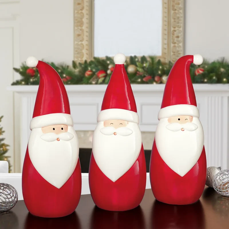 Ensemble de 3 Pères Noël en Céramique