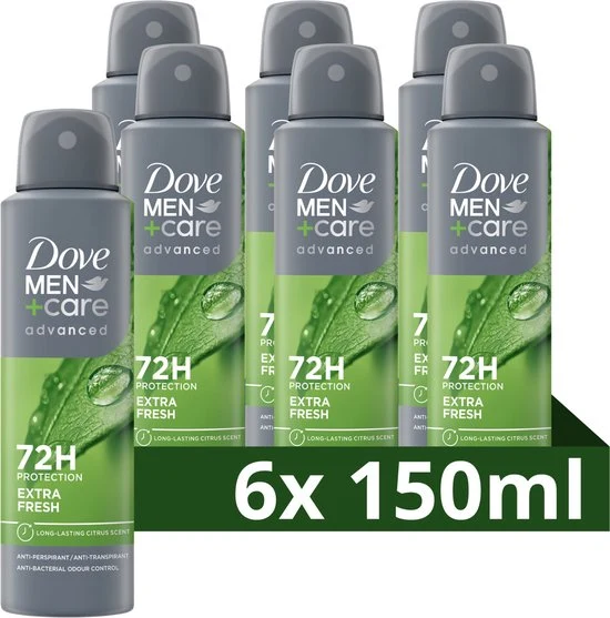Dove Men+Care Advanced Anti-Transpirant Deodorant Spray - Extra Fresh - 6 x 150 ml - Voordeelverpakking