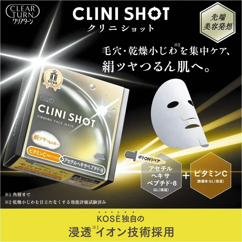 Clear Turn Clinishot Daily Firming Facial Sheet Mask, 30 Sheets