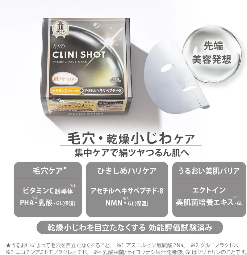 Clear Turn Clinishot Daily Firming Facial Sheet Mask, 30 Sheets