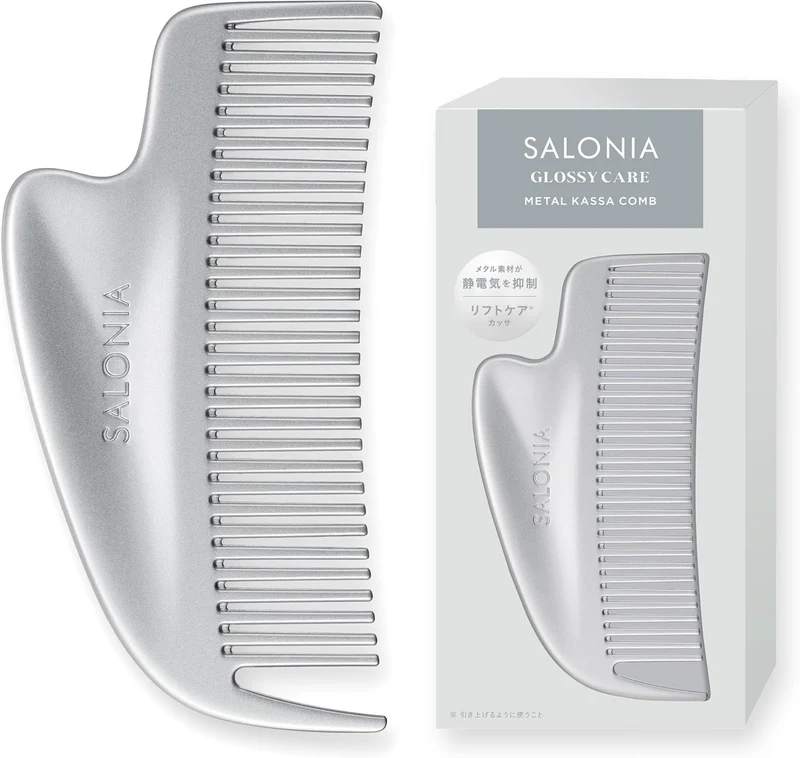 SALONIA Glossy Care Metal Kassa Comb Silver SALONIA-METAL-KASSA-COMB