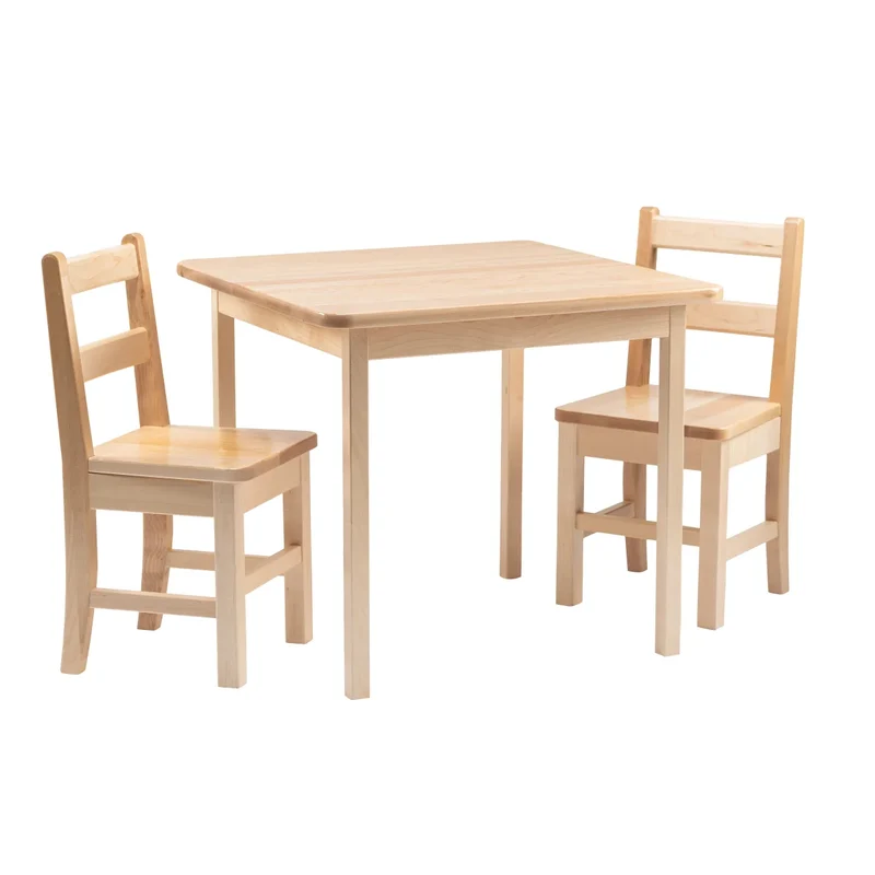 POITRAS - Table Carrée en Bois Dur Massif avec 2 Chaises pour Enfant