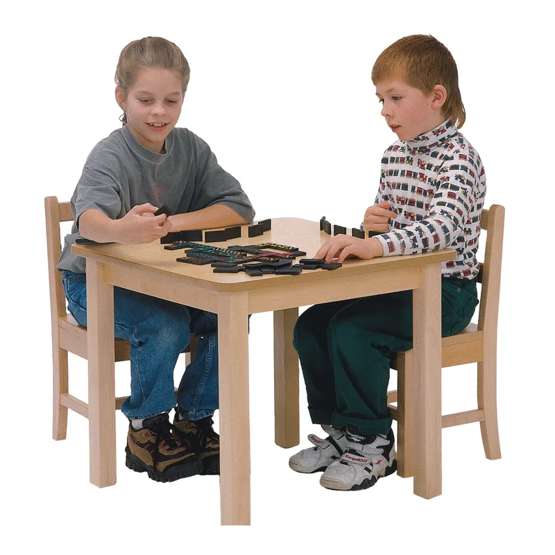 POITRAS - Table Carrée en Bois Dur Massif avec 2 Chaises pour Enfant