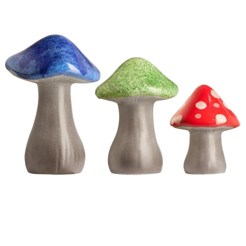 INSIDE OUTSIDE GARDEN - Ensemble de 3 Champignons de Jardin en Céramique
