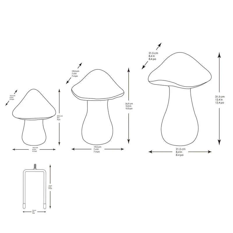 INSIDE OUTSIDE GARDEN - Ensemble de 3 Champignons de Jardin en Céramique
